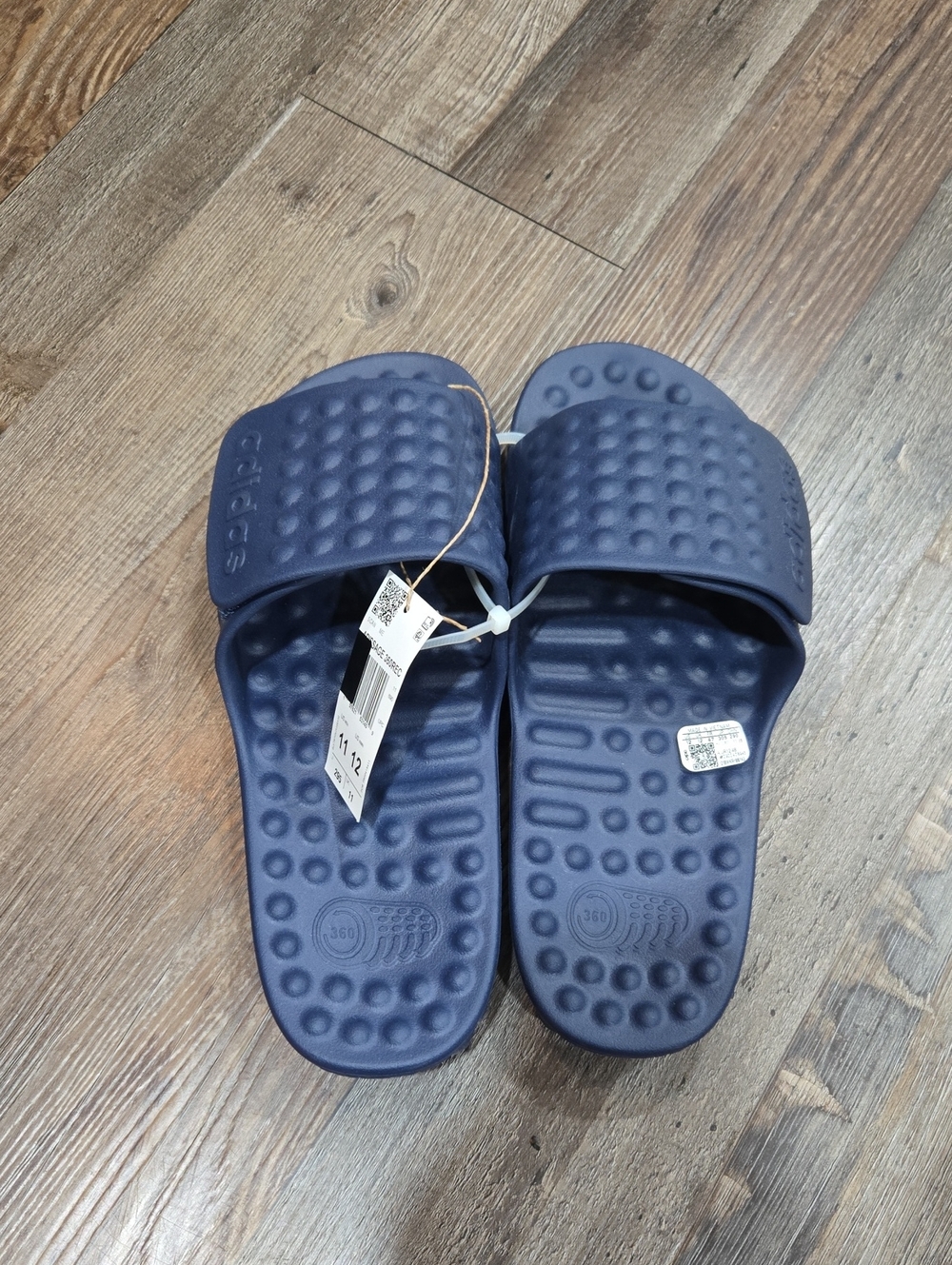 adidas Men's Navy Slide Sandals with Textured Footbed